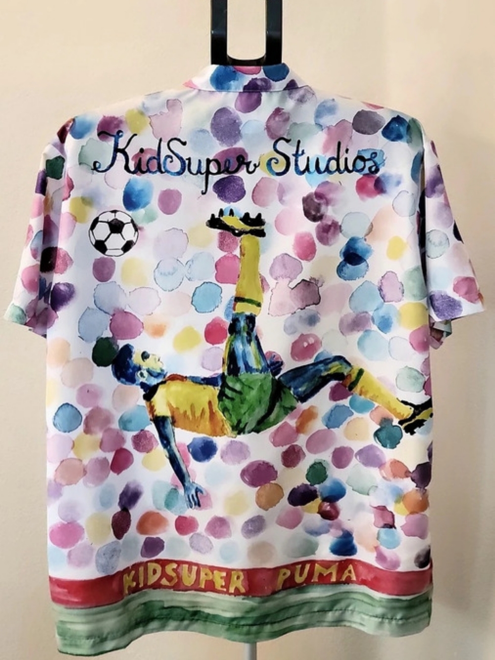 PUMA x KidSuper Studios Watercolor Soccer AOP Button Up Shirt Size M